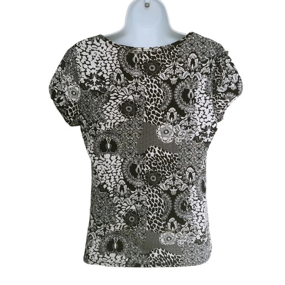 Clientele Babydoll Style Top Black/White Floral M - Picture 6 of 8